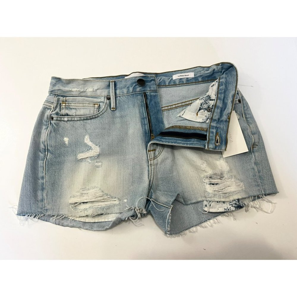 Frame Le Beau Women's Light Blue Short Size 25 - Picture 4 of 10